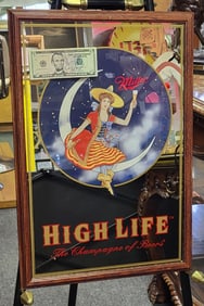 Original Miller High Life "Girl in the Moon" pub mirror.