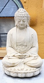 Buddha in Meditation on Cast Stone