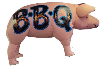 Large Hand Painted Metal Pink BBQ Pig