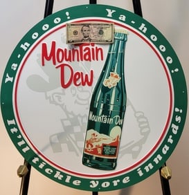 Large Round Mountain Dew Sign