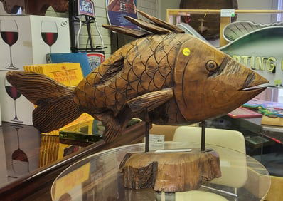 Hand Carved Teak Wood Fish
