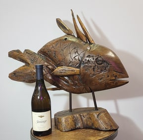 Hand Carved Fish, Teak Wood