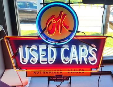 OK Used Cars Dealership Neon Sign