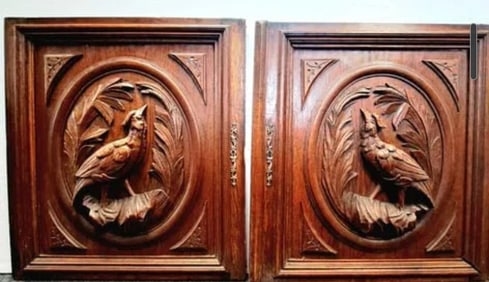 Carved Oak Panels With Grouse