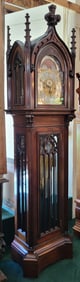Tiffany Gothic Revival Mahogany, Grandfather Clock.