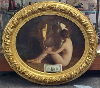 Oil on Board Seated Nude Looking in a Mirror