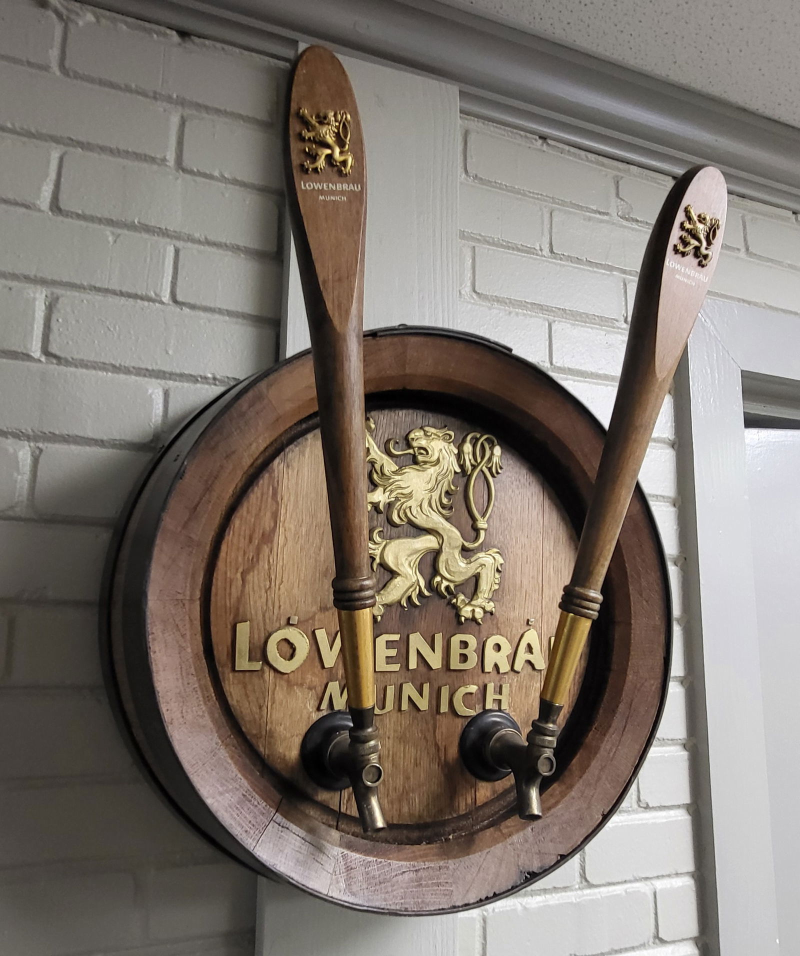 Lowenbrau Keg Barrel Display with 2 Taps (1 of 3)
