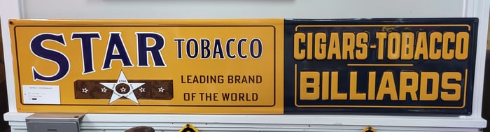Star Tobacco Sign, Cigars Tobacco Billiards