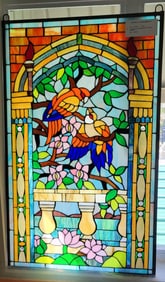 Stained Glass Window with Parrot.