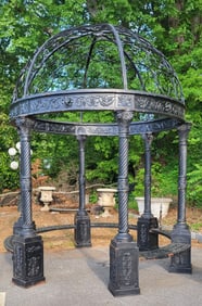 Cast Iron Gazebo with Open Iron Scrollwork Dome