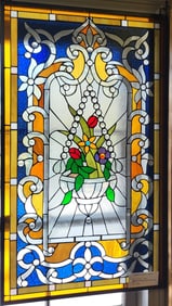 Stained and Jeweled Window with Urn