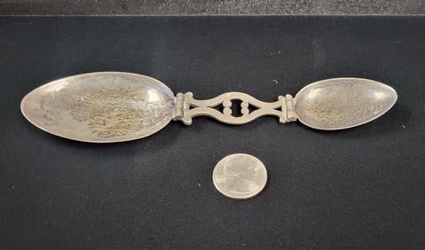 Antique Sterling Silver Folding Medicine Spoon