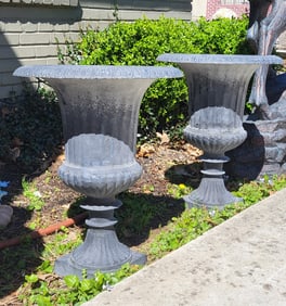 Pair of Fluted Urns in cast iron