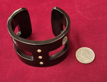 Water Buffalo horn cuff with diamonds - Black