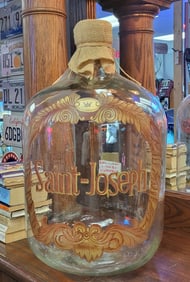 French Demijohn Painted with Saint Joseph Logo