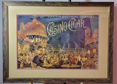 Lichtenstein Brothers Company's Casino Cigar Framed advertisement of A grouping of people dining by