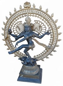 Bronze sculpture of Hindu diety Shiva in the Nataraja form 47"h x 38"W x 13"D