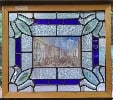 English Cottage Window, Beveled glass with a victorian scene 19" H x 22" W