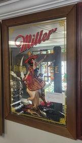 Miller High Life Girl in the Moon advertising pub mirror. Circa1990