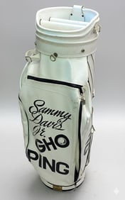 Vintage Ping 6-Way Cart Golf Bag - White/Black Autographed Sammy Davis Jr. 36" H x 16 " Diameter