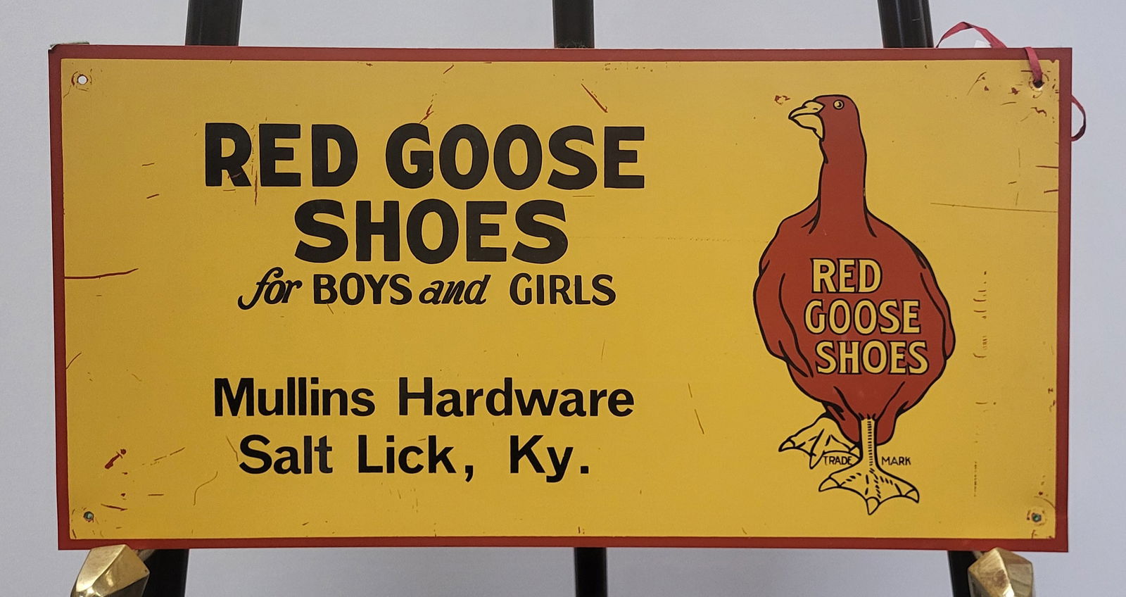 Original Red Goose Shoes for boys and girls metal window sign. 10"h x 20"w (1 of 2)