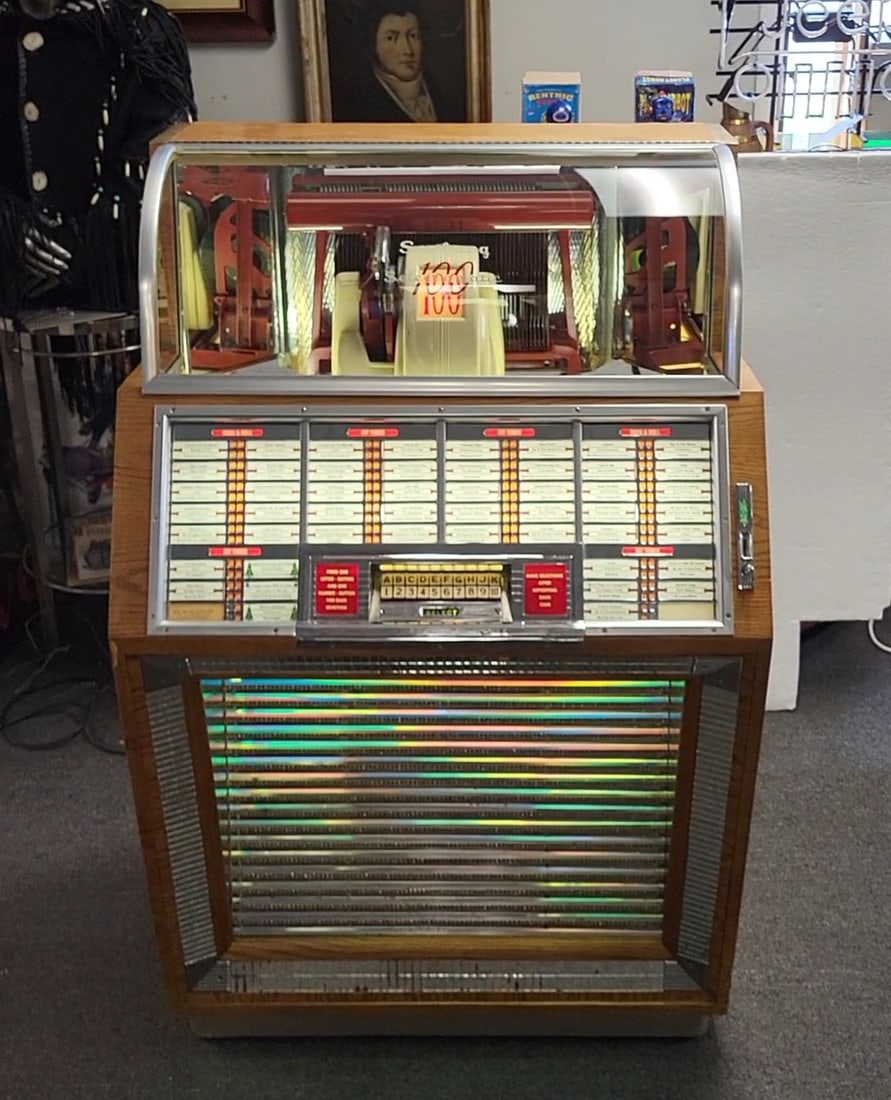 Seeburg Phonograph, Select-O-Matic coin-operated and Free play function, exclusively 45-RPM records, (1 of 4)