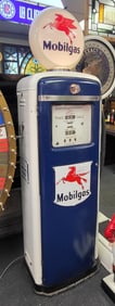 Mobil Gas Pump with Globe. Globe has been repaired (had crack on back side of it). 76" H x 29" W x