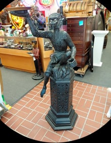 Jimmy Buffett's: Pair of carved monkeys holding trays for holding items .  56"H x 26"W x 15"D