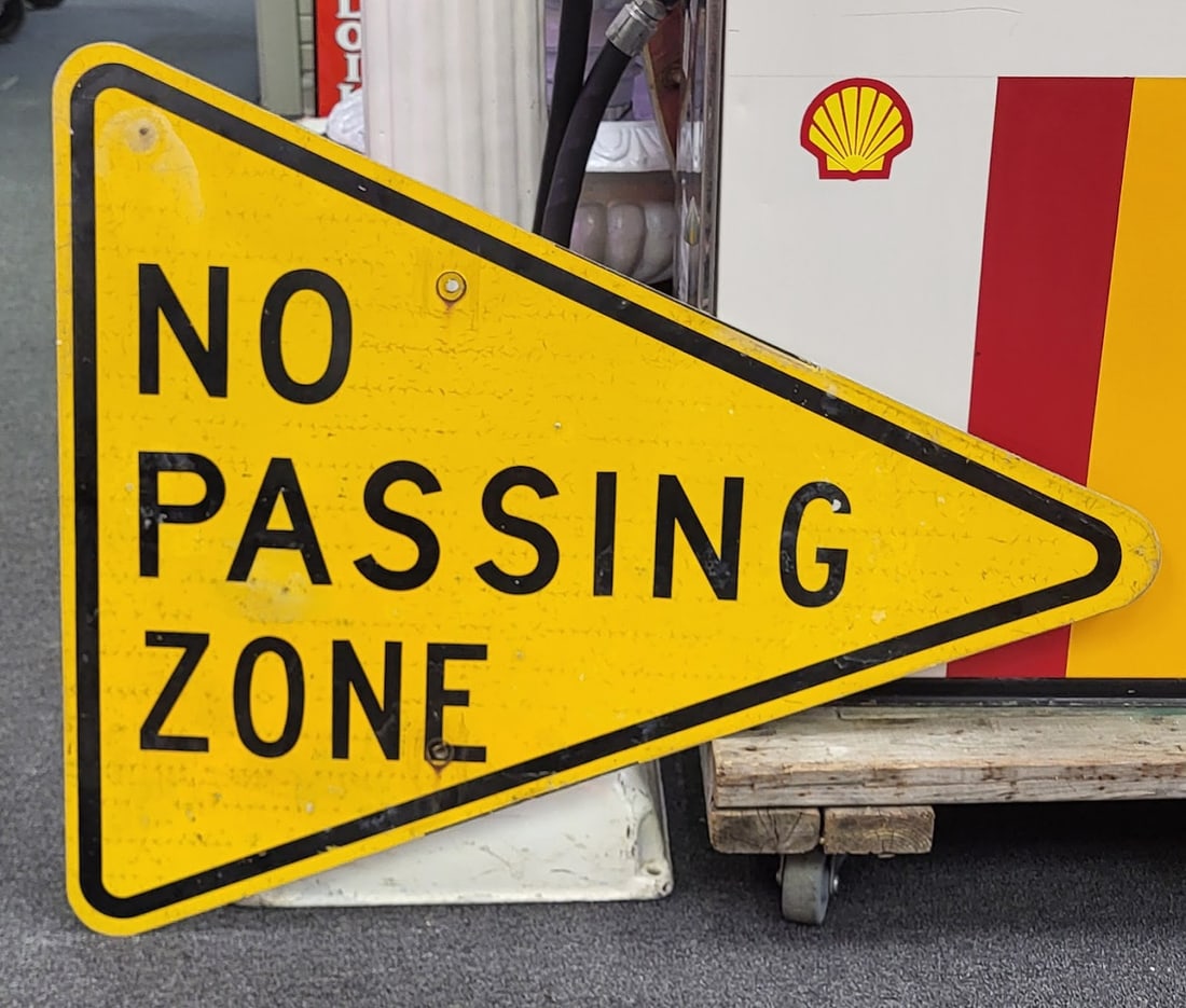 No Passing Zone, Traffic Sign. 28" H x 34.5" W: No Passing Zone, Traffic Sign. 28" H x 34.5" W