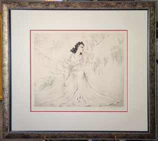 Original Icart drypoint and etching "Wisteria"Drypoint And Etching Beautifully framed with textured
