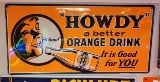 "Howdy" A better Orange Drink sign, tin with the classic orange background silhouette of a boy (1 of 3)