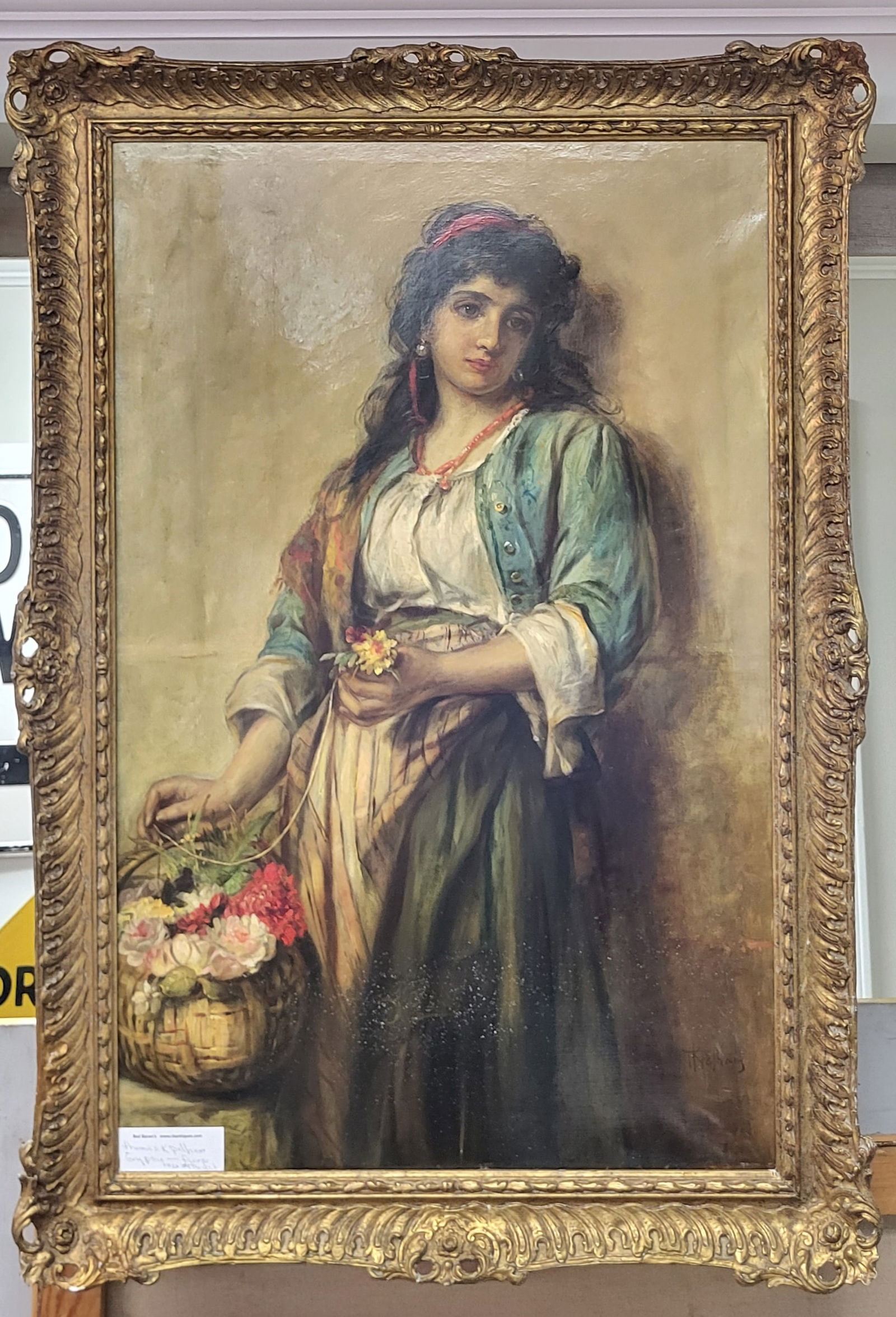 Gypsy Girl - Thomas Kent Pelham, British, Oil on Canvas 1860-1891. 43" H x 30" W (1 of 1)