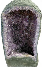Large Amethyst Geode containing varied sized crystals. 23"H x 12"W x 10"D