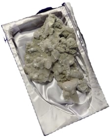 Large Calcite/Pyrite on Quartz in Blue Velvet Display Case.