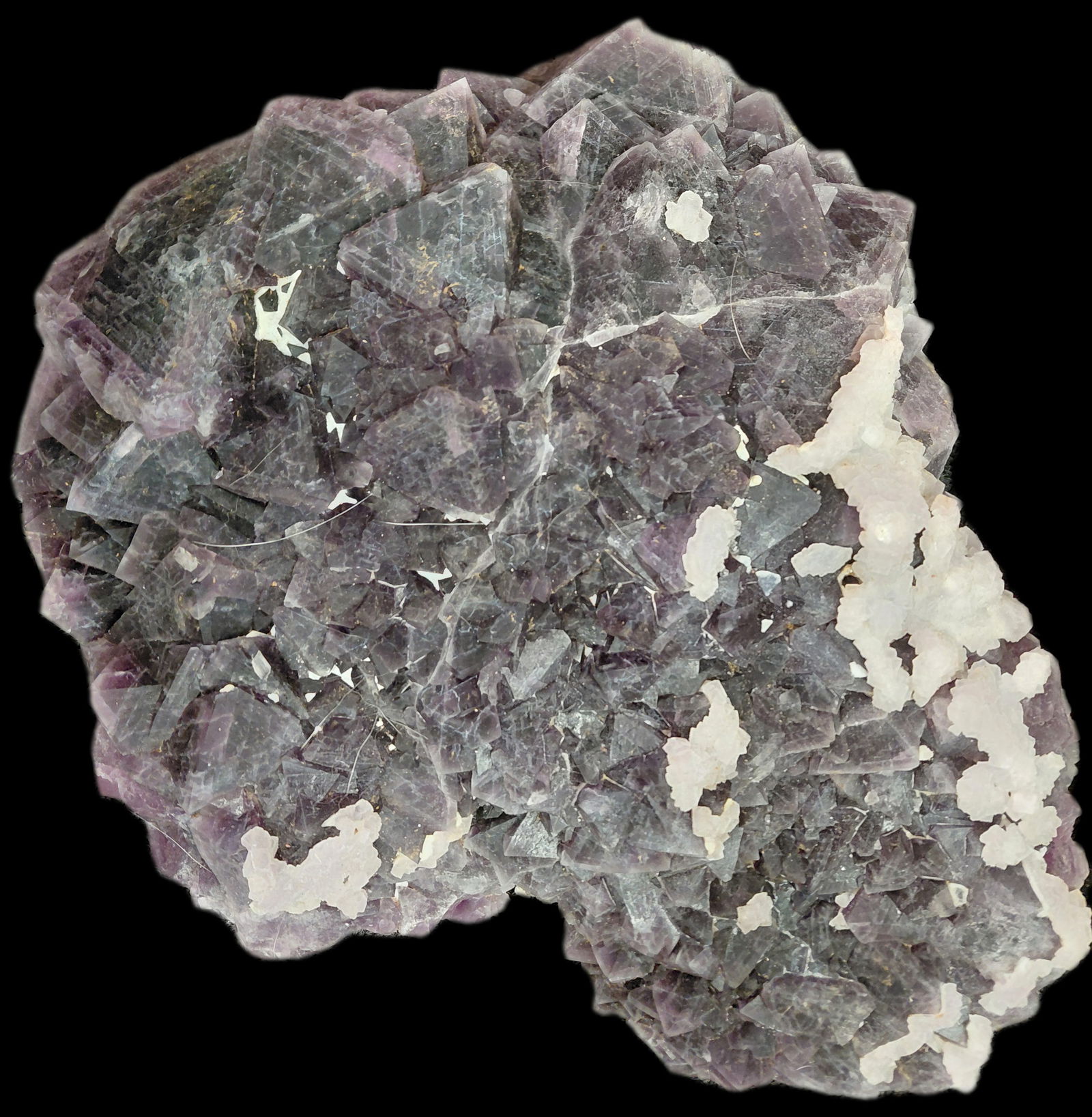 Large Fluorite Crystal formation on Flat side: Large Fluorite Cluster of Crystal formations on flat side of geode. 3"H x 15"W x 10"D