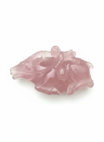Carved Rose Colored Jade Etched. Small Chip on Tail.
