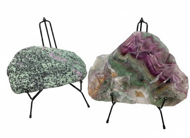 2 Natural formations. 1) Agate (Purple and Green) and Rock formation. 7"H x 9"W x2"D