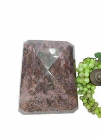 Faceted Quartz with Pink and Red Inclusions. 10"H x 7"W x 4"D