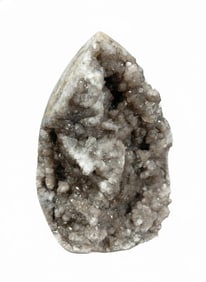 Black Amethyst Geode with polished stone exterior. 9"H x 6"W x 5"D