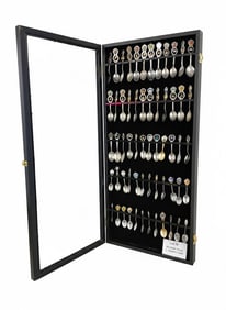 Collection of 60 Spoons Ranging in Size from 2.5-3.5" in Length Displayed in Shadowbox (State &