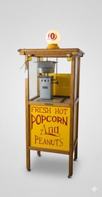 Cretors (America's Leading Concession Co) Peanuts & Popcorn Machine with 10 Cent Milk Glass Globe.