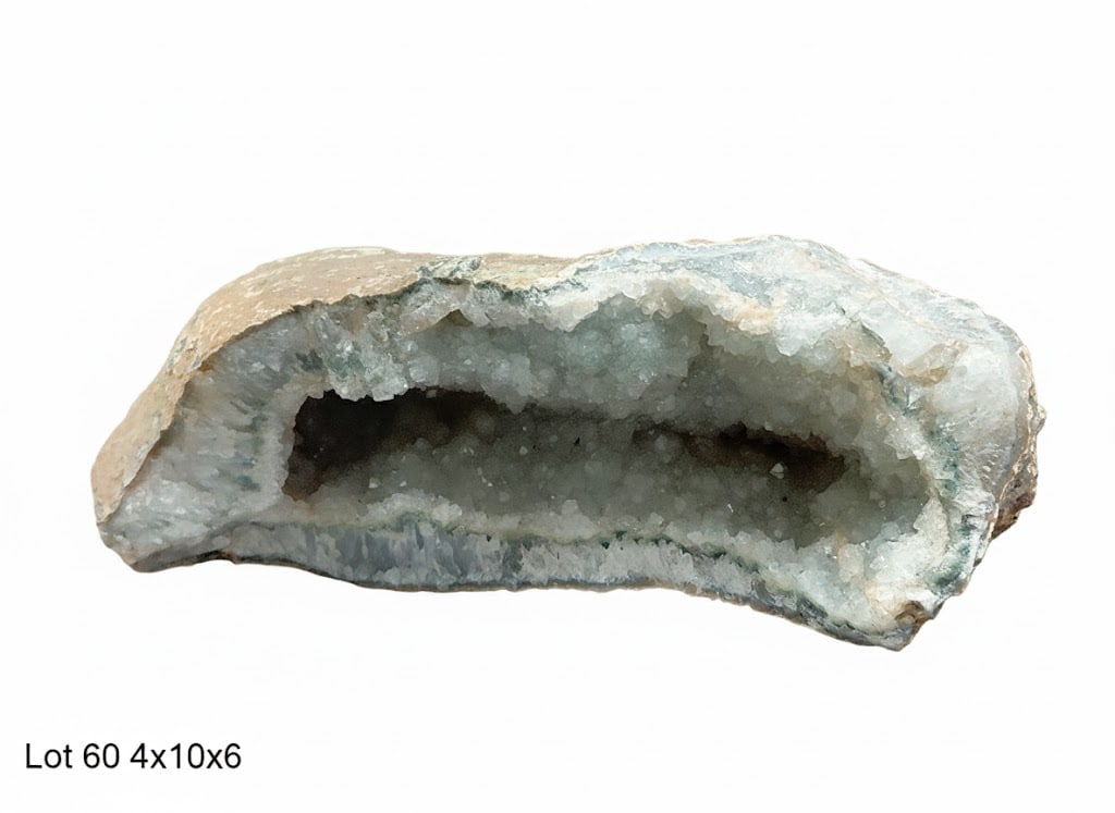 Celestite Geode: Celestite Geode. 4"H x 10"W x 6"D.
