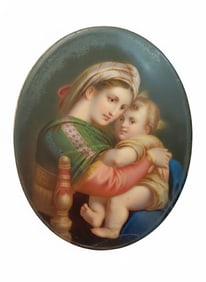 Madonna & Child Italian Porcelain Portrait.