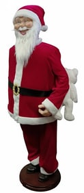 Standing Santa Figure with Toy Sack and Teddy Bear.