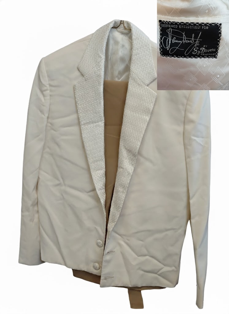 Official 2 PC Sammy Davis Jr. Suit with Exclusively Made Tag and Indesputable Custom Design Label:: Official 2 PC Sammy Davis Jr. Suit with Exclusively Made Tag and Indesputable Custom Design Label: SY Devore in Blazer Pocket. Consistent with Sammy's Other Performance Collection in 70s. Size XS-S.
