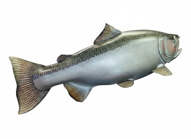 Large Grey Painted Decorative Fish Display