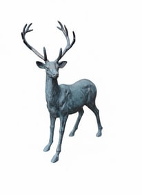 Reindeer Statue: Bronze PLated Cast Aluminum