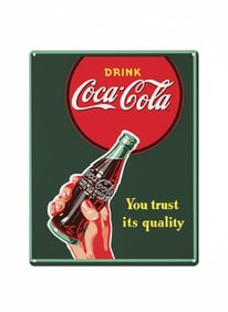 Coca Cola 12"L x 9"W Sign of Vintage Coke Advertising.