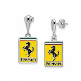 1" Ferrari Silvertone Fashion Earrings