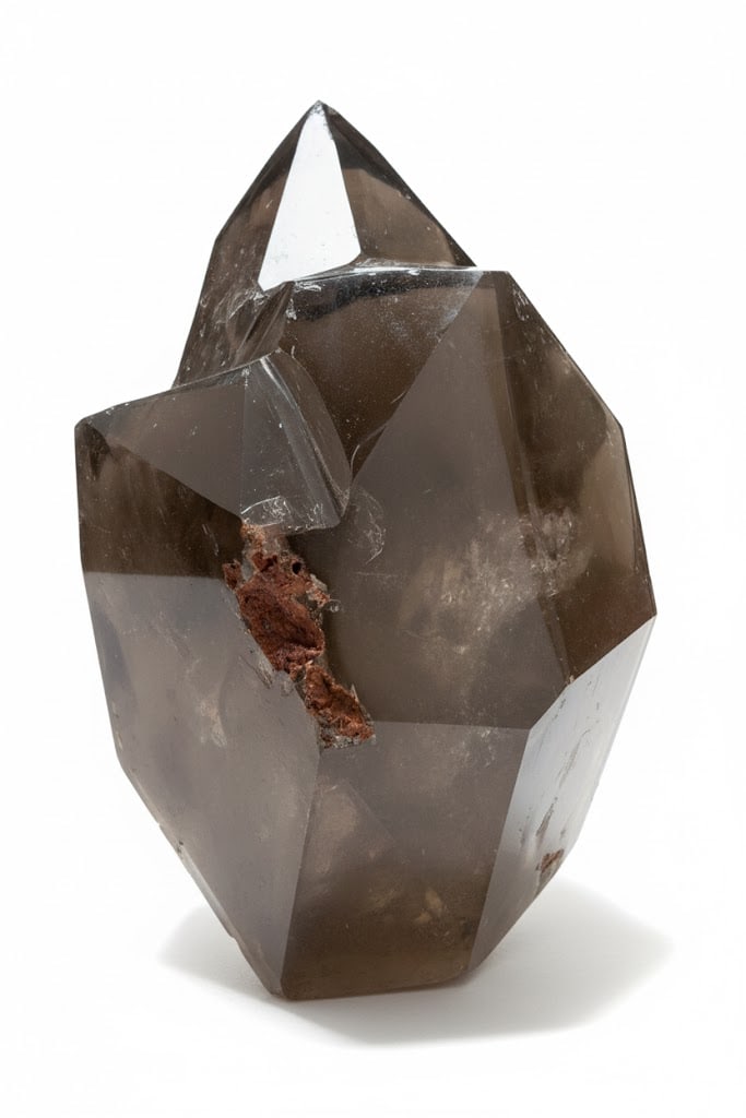 Polished Smooth Stone. 6"x5"x4". Likely a Smoky Quartz. Does have chip in it. See Photos for Greater: Polished Quartz. Has damage to it on right corner; see photos. 6"H x 5"W x 4"D.